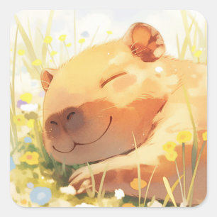 Gelukkig als een Capibara Vierkante Sticker
