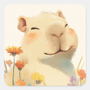 Gelukkig als een Capibara Vierkante Sticker
