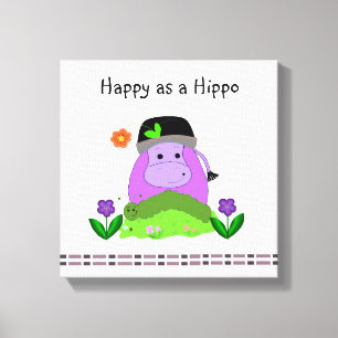 Gelukkig als een Hippo Canvas Afdruk