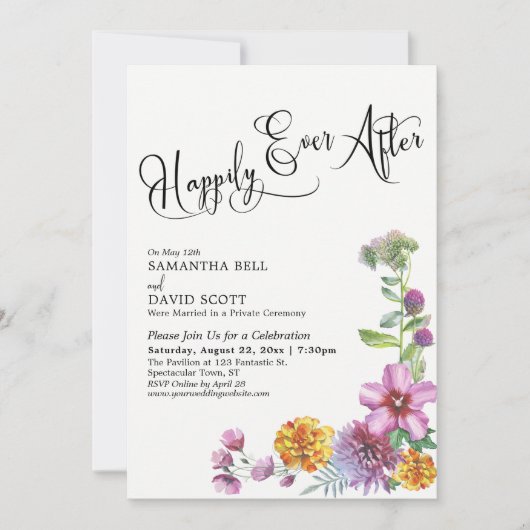 Gelukkig altijd daarna Aquarel Wilde Bloem Recepti Kaart (Voorkant)