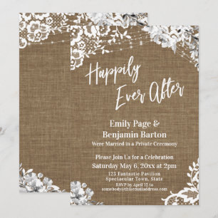 Gelukkig altijd daarna Jute Kant Bloem Verlichting Kaart