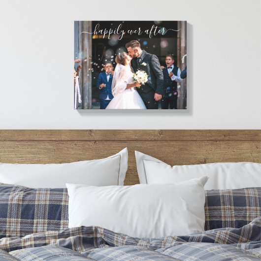 Gelukkig altijd elegant gefotografeerd bruiloft canvas afdruk (Insitu (Slaapkamer))