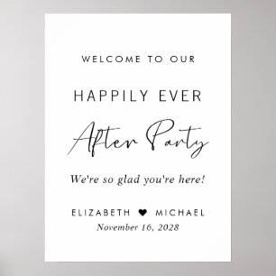Gelukkig altijd na feest huwelijksreceptie welkom poster
