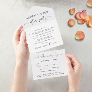 Gelukkig altijd na feestmenu keuze Huwelijk All In One Uitnodiging