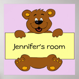 Gelukkig beer met aanpasbare banner cartoon kinder poster