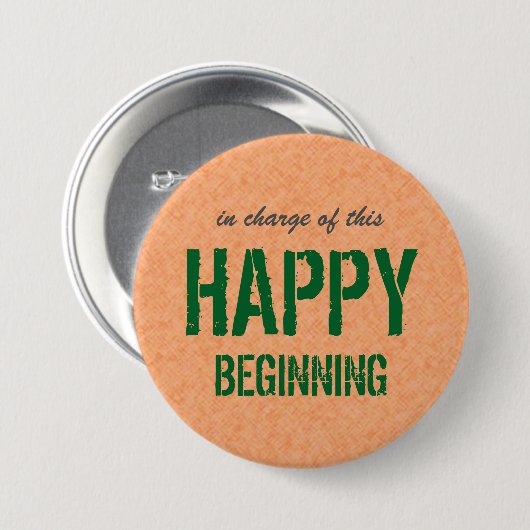 Gelukkig begin ronde button 7,6 cm (Voorkant /achterkant)