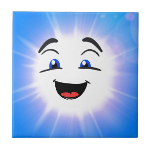 Gelukkig blauw man gezicht tegeltje