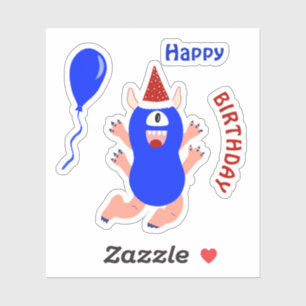 Gelukkig blauw monster sticker