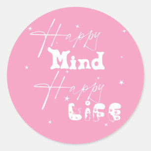 Gelukkig Brein Gelukkig Leven Schattig Ronde Sticker