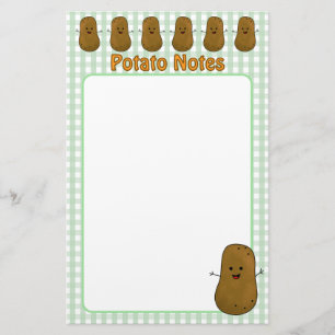 Gelukkig Bruine Aardappel Groen Gingham Briefpapier