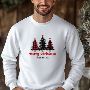 Gelukkig Buffalo Plaid Boom Kersttrui Cadeaubon Hoodie