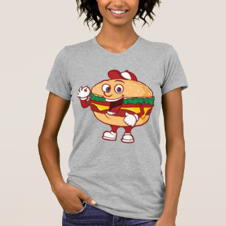 Gelukkig Burger Cartoon Karakter Mascotte Illustra T-shirt