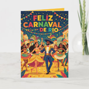 Gelukkig Carnaval de Rio Kleurrijke Dansers Vierin Kaart