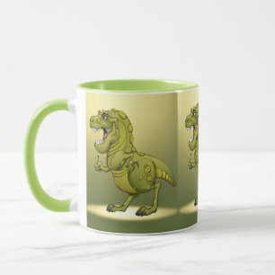 Gelukkig Cartoon Dinosaur die de duimen omhoog gee Mok