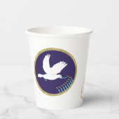 Gelukkig Chanoeka Dove Menorah Design 8 oz. Papieren Bekers (Voorkant)