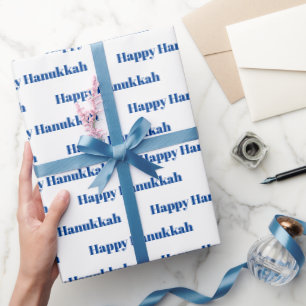 Gelukkig Chanoeka wit en blauw patroon modern Cadeaupapier