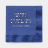 Gelukkig Chanukah Hebreeuwse Stijl #11 Familienaam Folie Servetten (Voorkant)