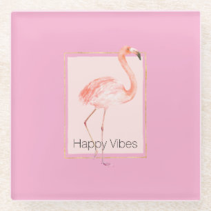 Gelukkig Chic Roze Flamingo Glazen Onderzetter