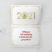 Gelukkig Chinees Jaar van de Ox 2021 Kaart (Binnen)