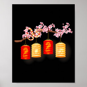 Gelukkig Chinees Maanjaar 2026 Paard Bloemen La Poster