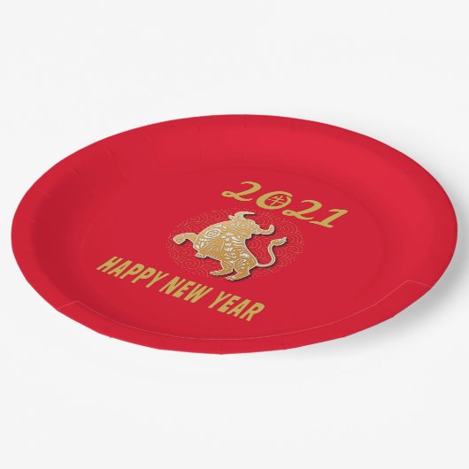 Gelukkig Chinees nieuwjaar 2021 Papieren Bordje (Gekanteld)