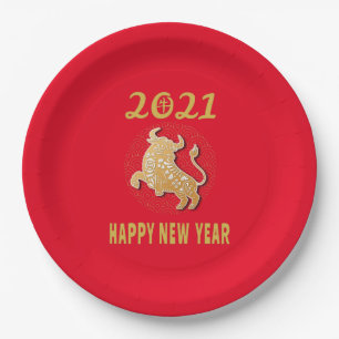 Gelukkig Chinees nieuwjaar 2021 Papieren Bordje