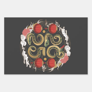 Gelukkig Chinees Nieuwjaar 2025 Slangencultuur Inpakpapier Vel