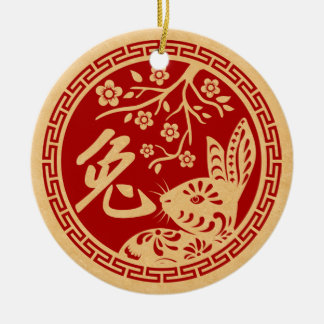 Gelukkig Chinees nieuwjaar konijn 2023 Keramisch Ornament