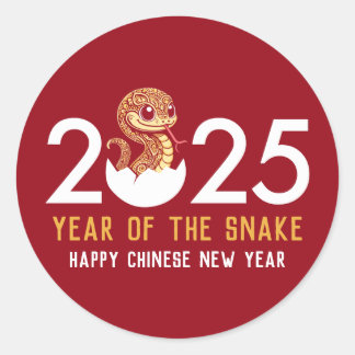 Gelukkig Chinees Nieuwjaar van de Slang 2025 Ronde Sticker