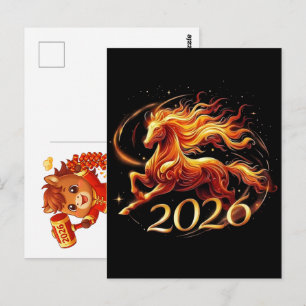 Gelukkig Chinees Nieuwjaar van het Paard 2026 Briefkaart