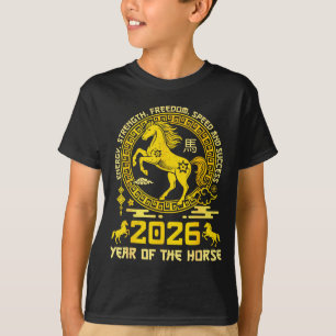 Gelukkig Chinees Nieuwjaar Van Het Paard 2026 Dier T-shirt