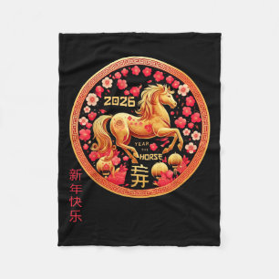Gelukkig Chinees Nieuwjaar van het Paard 2026 Luna Fleece Deken