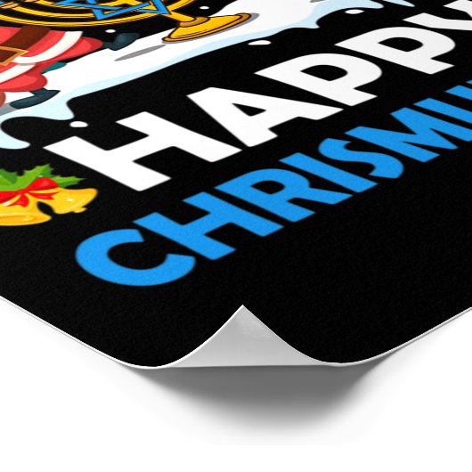 Gelukkig Chrismukkah Chanoeka Fun Vrolijk Kerstfee Poster (Hoek)