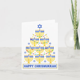 Gelukkig Chrismukkah Hanukkah Licht Boom Joodse Fe Kaart