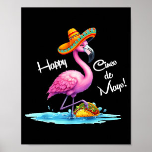 Gelukkig cinco de mayo flamingo ontwerp met taco  poster