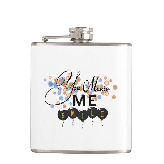 Gelukkig citaat met ballonnen - U MAAKTE ME SMILE! Heupfles (Voorkant)