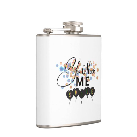 Gelukkig citaat met ballonnen - U MAAKTE ME SMILE! Heupfles (Rechts)