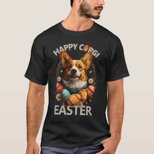 Gelukkig Corgi Pasen T-shirt (Voorkant)