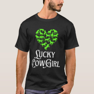 Gelukkig Cowgirl Paard Meisje St. Paddy's Dag Groe T-shirt