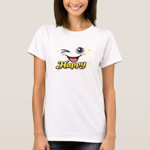 Gelukkig Cute Smiley Face Grafische T-Shirt voor V