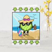 Gelukkig Dag! | Funny Beach Pickle Kaart (Gele Bloem)