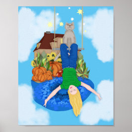 Gelukkig dag. Naar beneden Poster