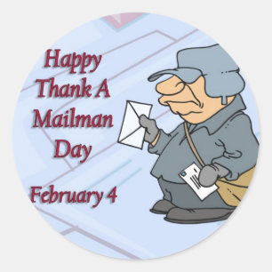 Gelukkig Dank een Mailman Dag Februari 4 Ronde Sticker