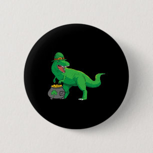 Gelukkig Dino-saurus St. Patrick's Dag Grappige T- Ronde Button 5,7 Cm