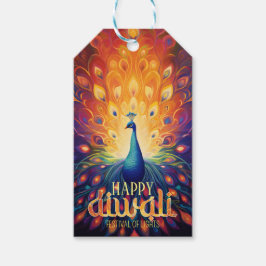 Gelukkig Diwali Vibrant Peacock Festival of Lights Cadeaulabel