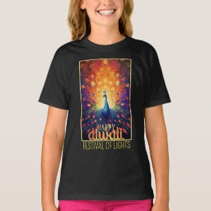 Gelukkig Diwali Vibrant Peacock Festival of Lights T-shirt