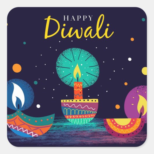 Gelukkig Diwali vierkante sticker (Voorkant)