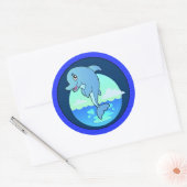 Gelukkig dolfijn leaping ronde sticker (Envelop)