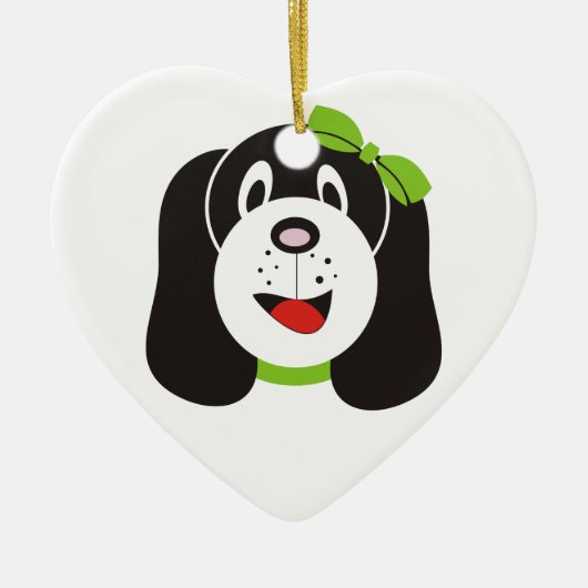 Gelukkig domme puppy maatwerk ornament (Voorkant)
