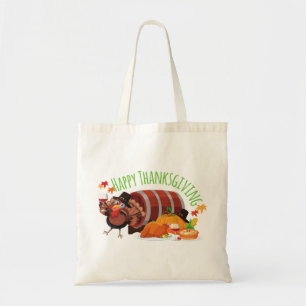 gelukkig drink turkije dankzij thanksgiving tote bag